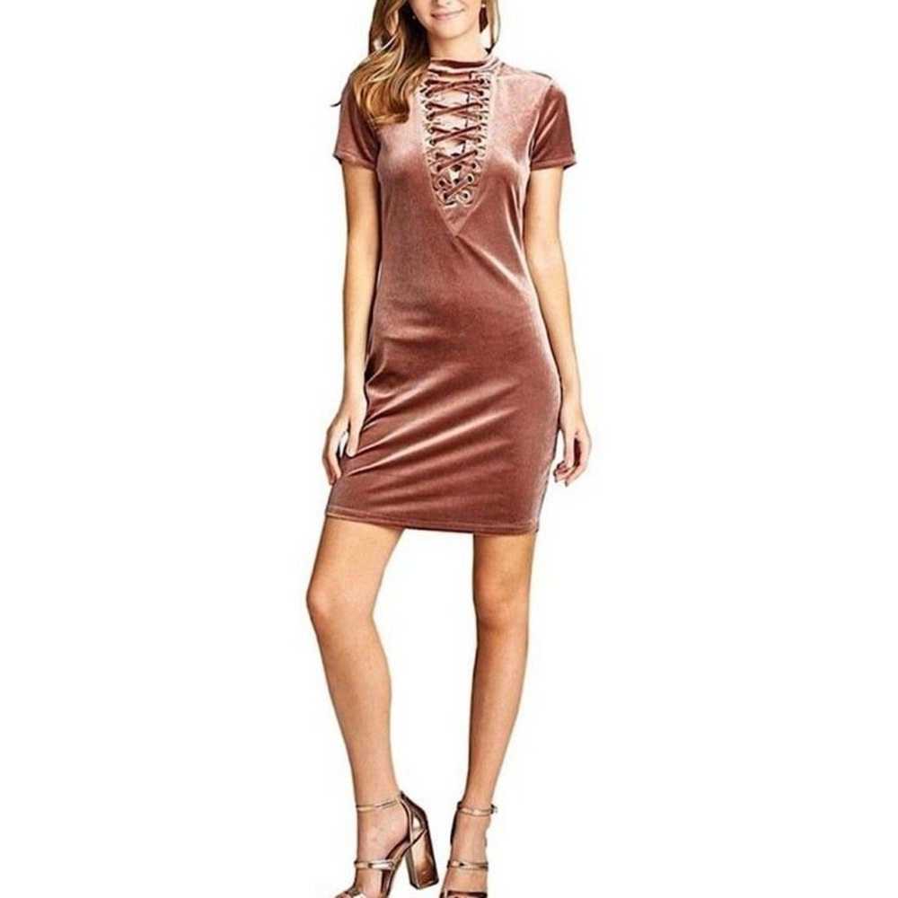 Active USA Mauve Velvet Bodycon Mini Dress - image 2