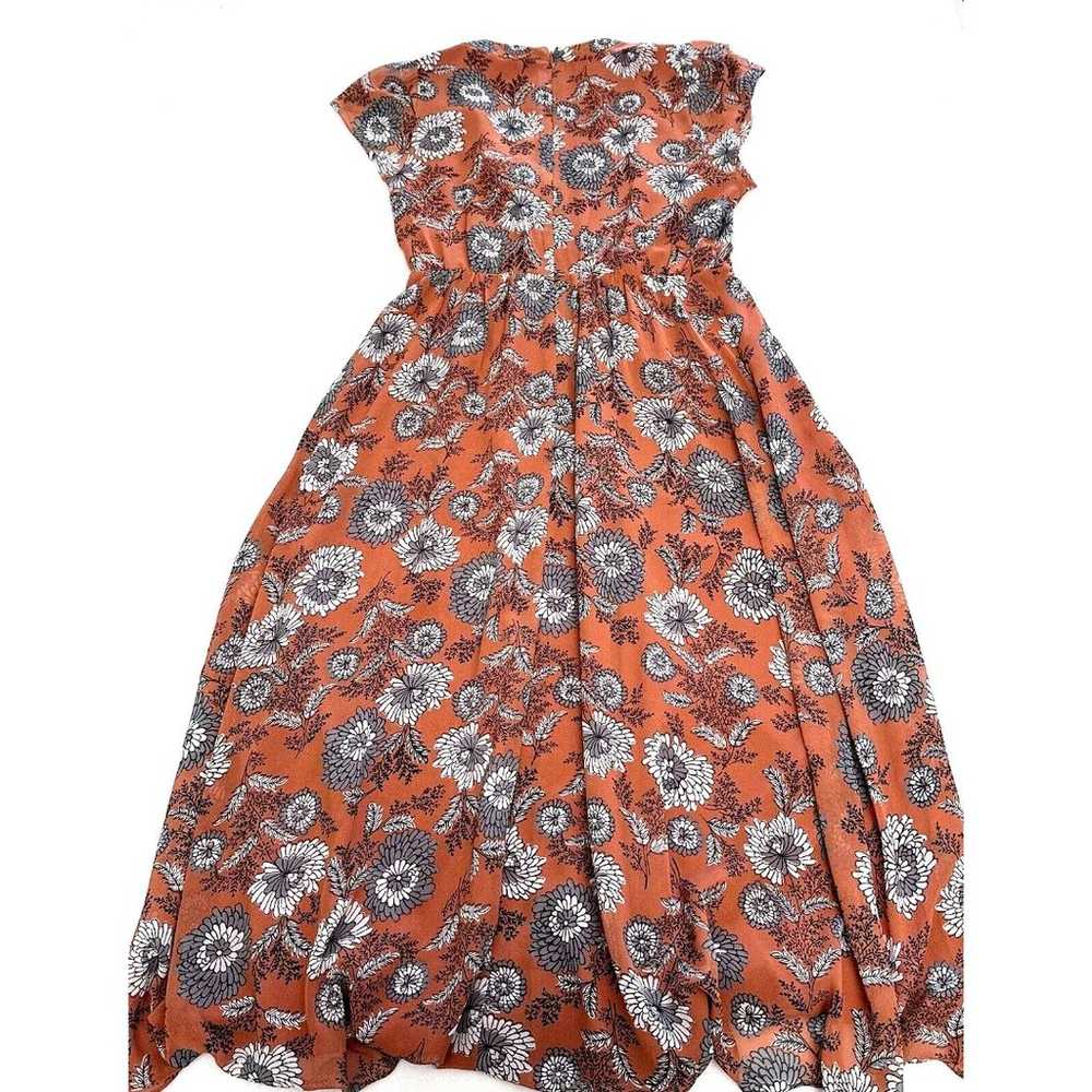 MADEWELL Orange Floral Midi Dress Sz 8 Sheer-Slee… - image 3