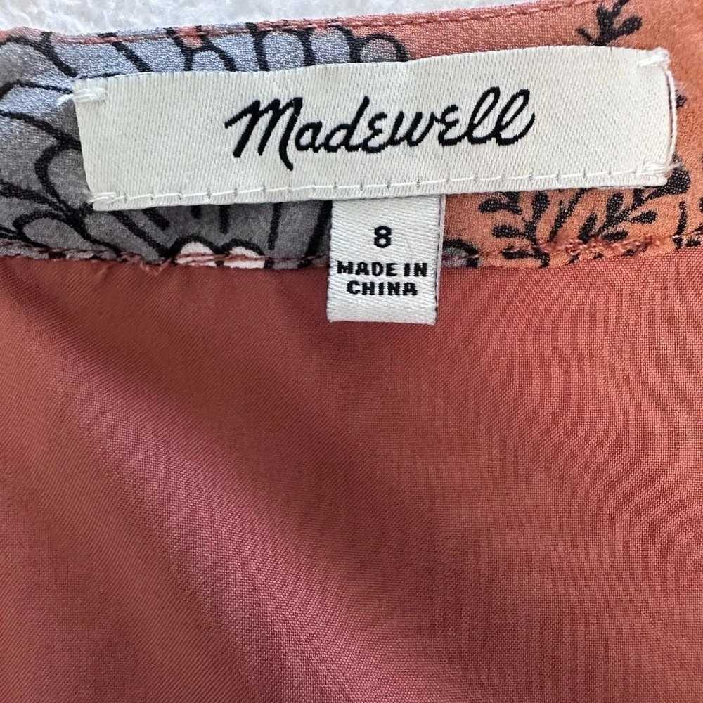 MADEWELL Orange Floral Midi Dress Sz 8 Sheer-Slee… - image 6