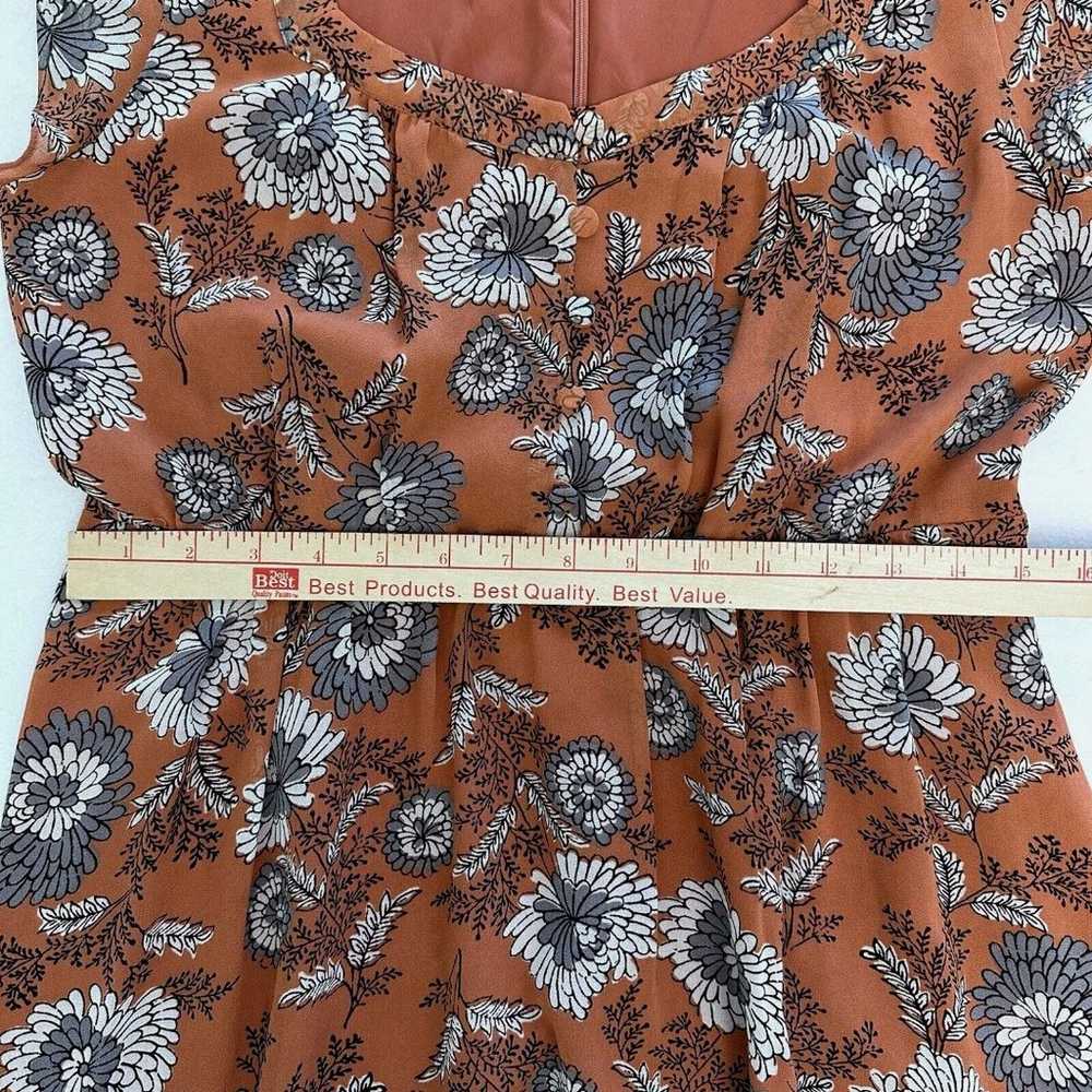 MADEWELL Orange Floral Midi Dress Sz 8 Sheer-Slee… - image 8