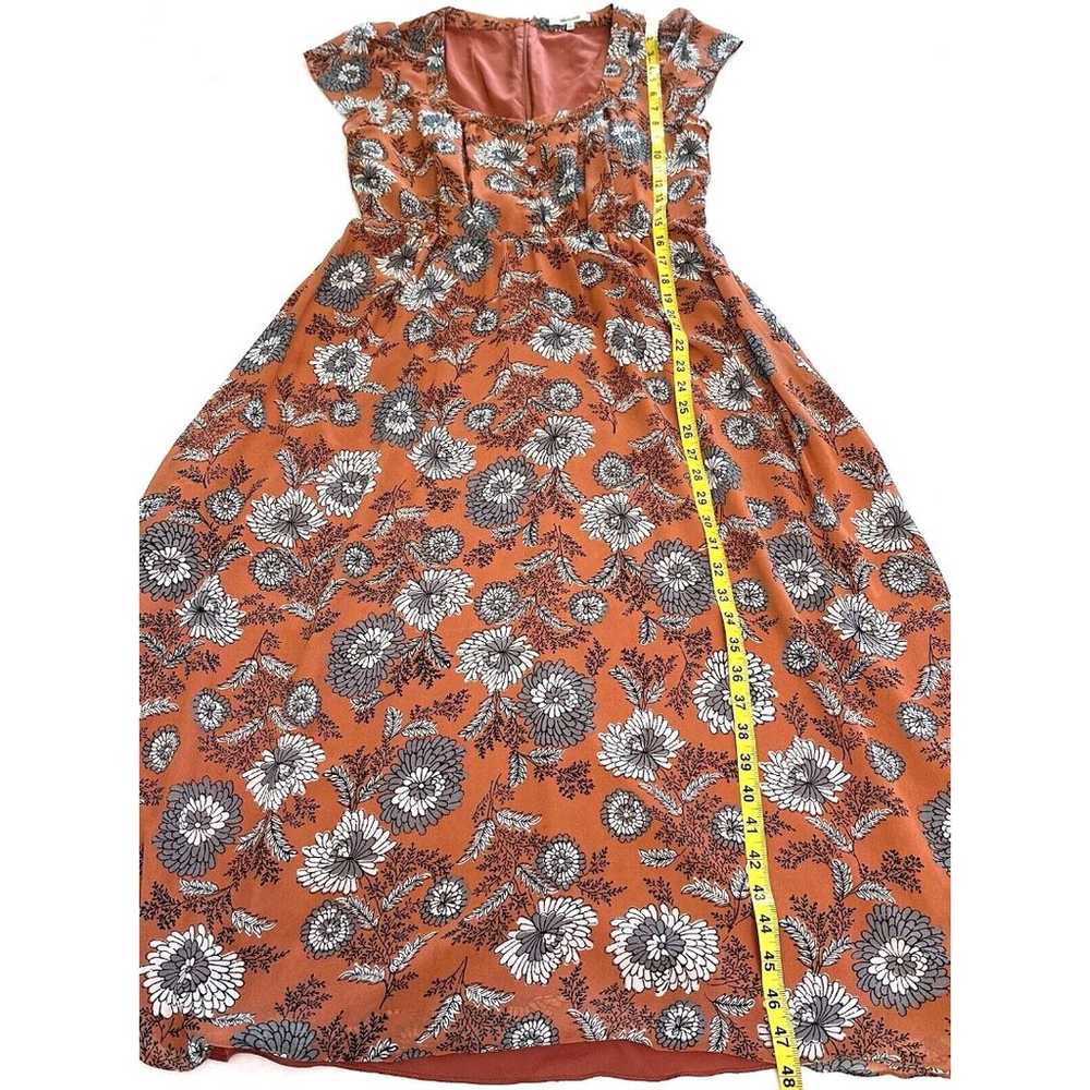 MADEWELL Orange Floral Midi Dress Sz 8 Sheer-Slee… - image 9