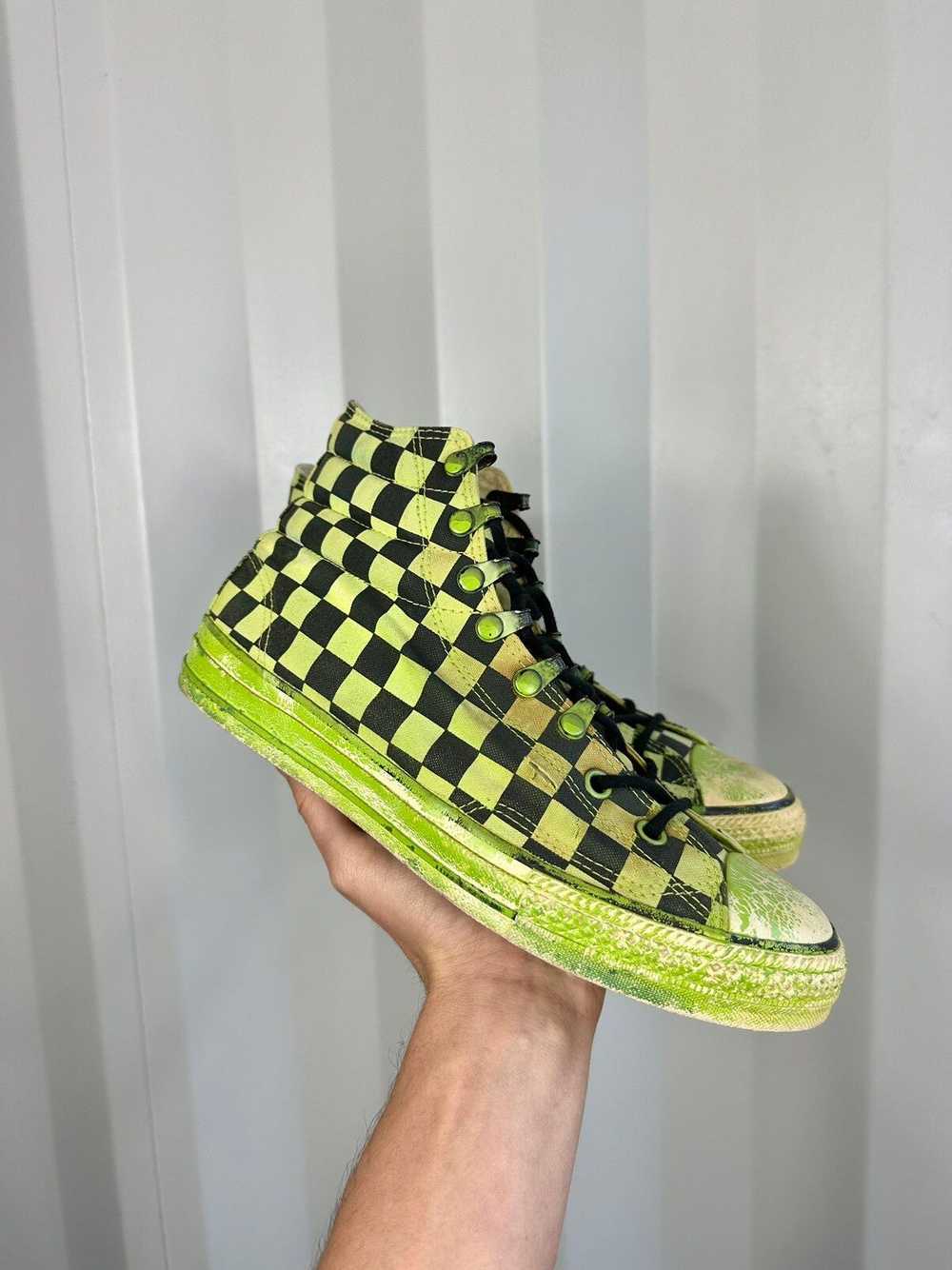 Number (N)ine Checkered Painted Thrashed Hightop - image 2