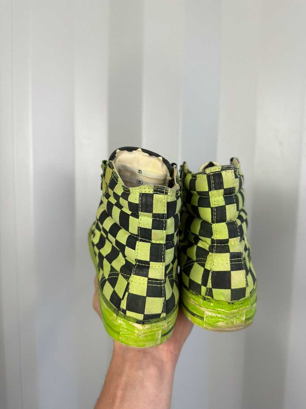 Number (N)ine Checkered Painted Thrashed Hightop - image 4