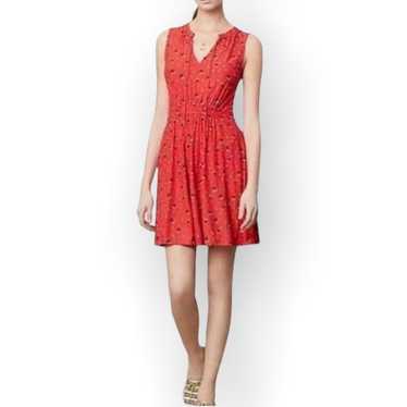 Anthropologie Leifnotes Red Anchor Boat Print Dres