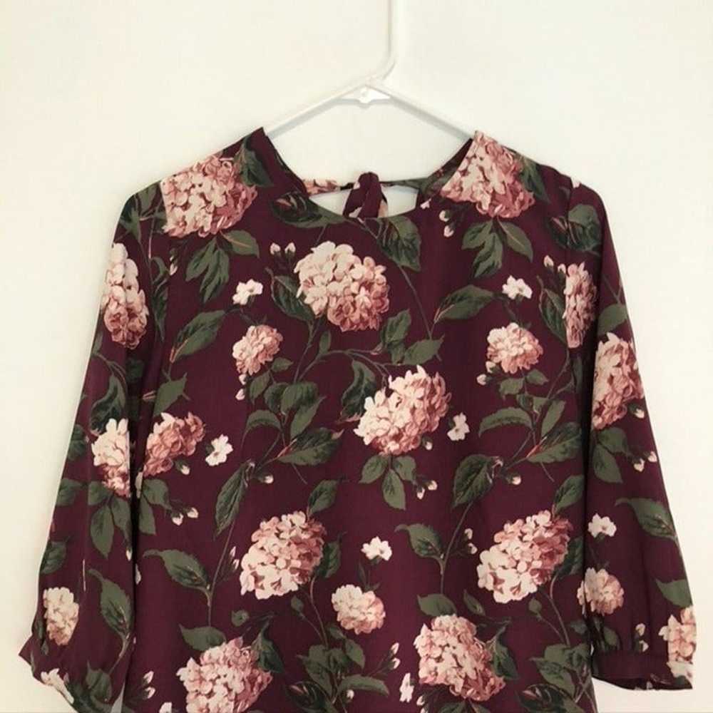 ANN TAYLOR LOFT OUTLET Burgundy Maroon Red Floral… - image 2