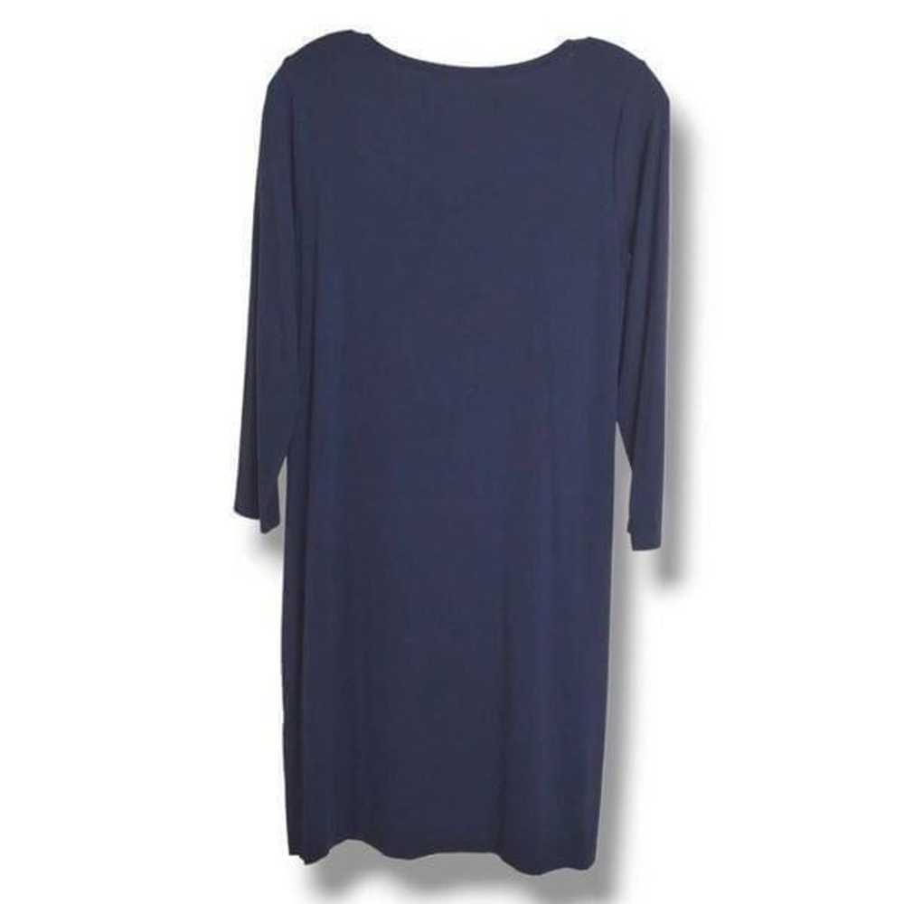 Eileen Fisher Navy Jersey Knit Dress LS VNeck S/P - image 2