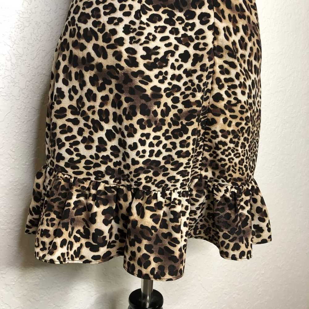 Lulus brown black leopard print ruffle bottom dre… - image 11