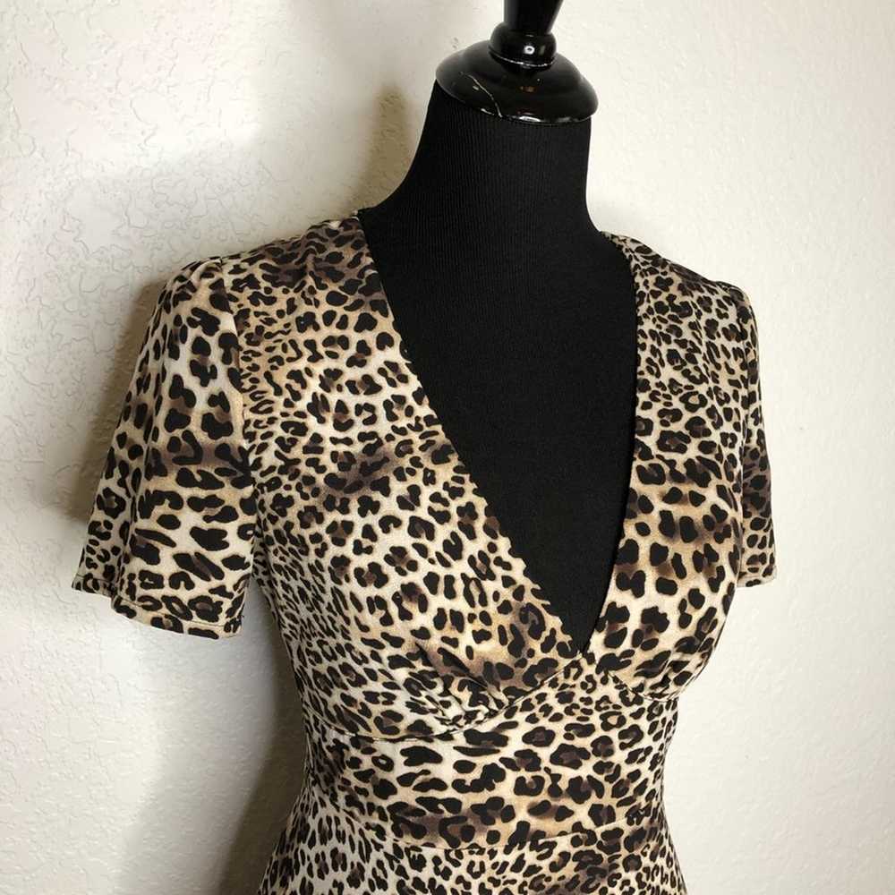 Lulus brown black leopard print ruffle bottom dre… - image 3