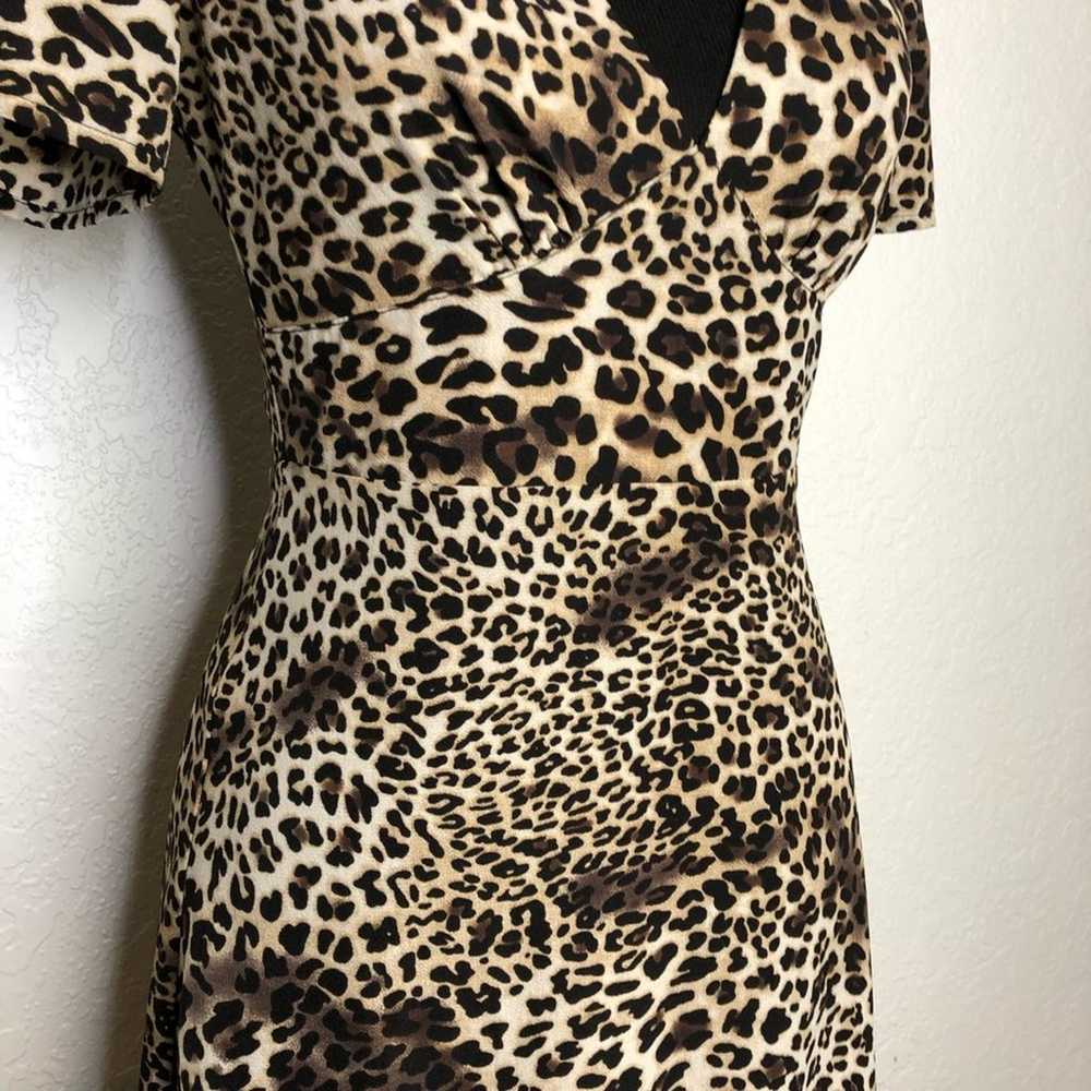 Lulus brown black leopard print ruffle bottom dre… - image 4