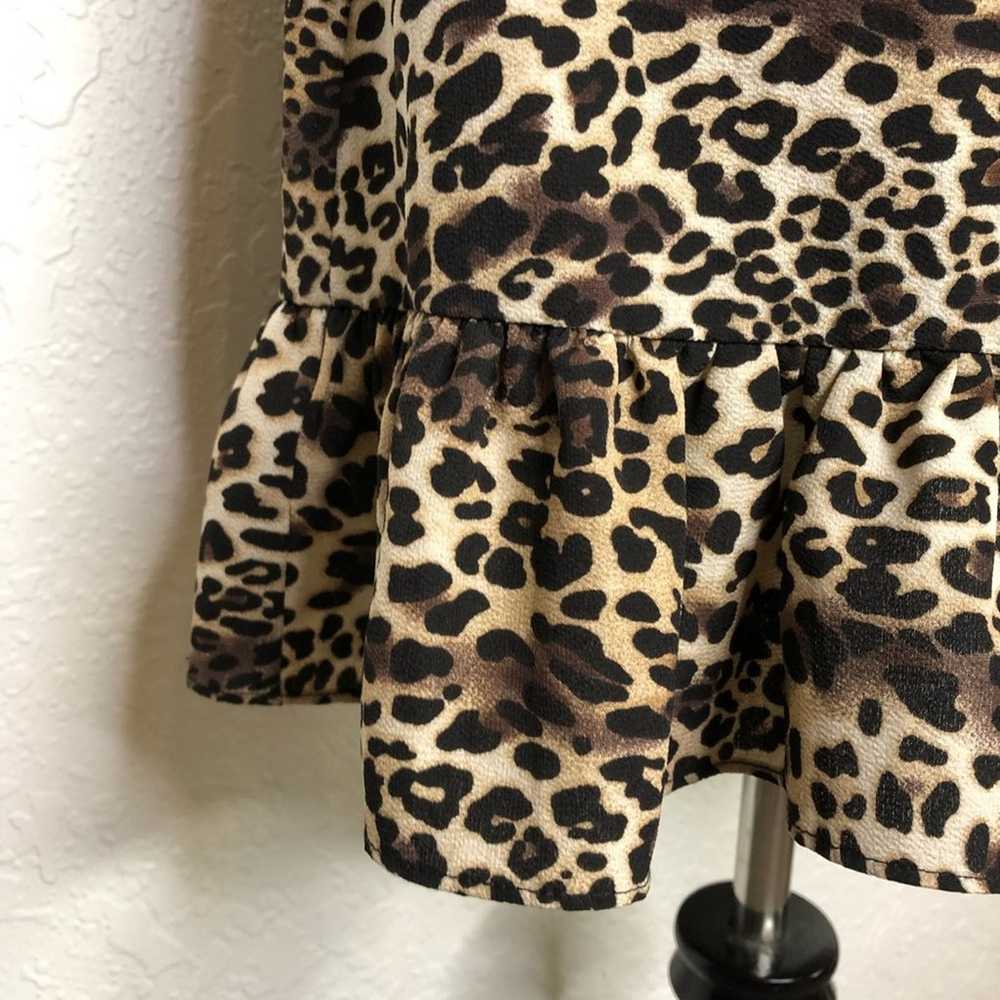 Lulus brown black leopard print ruffle bottom dre… - image 5
