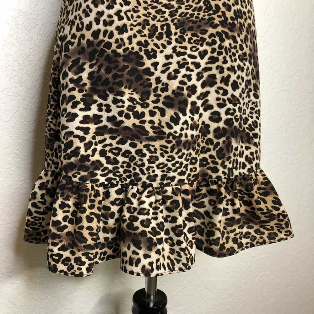 Lulus brown black leopard print ruffle bottom dre… - image 6