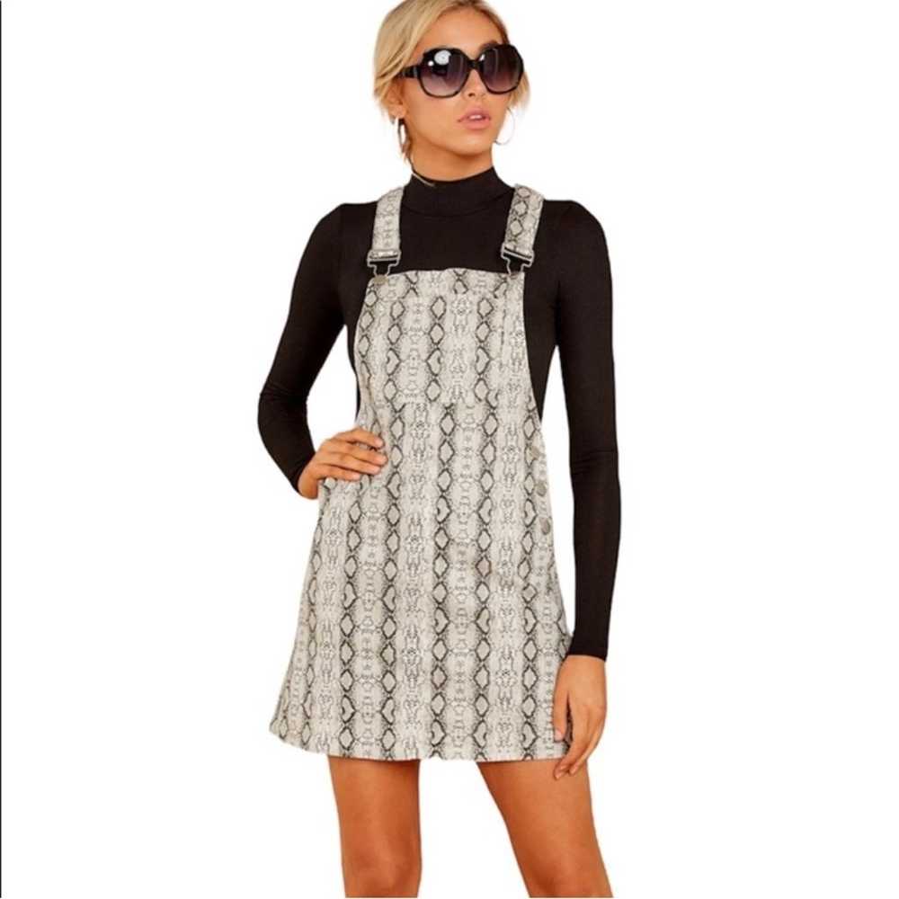 Storia Snakeskin Overalls Mini Dress Skirt Silver… - image 2