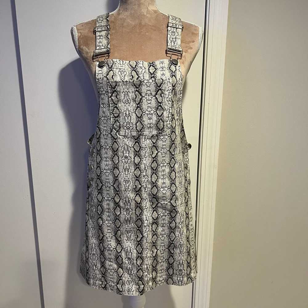 Storia Snakeskin Overalls Mini Dress Skirt Silver… - image 3