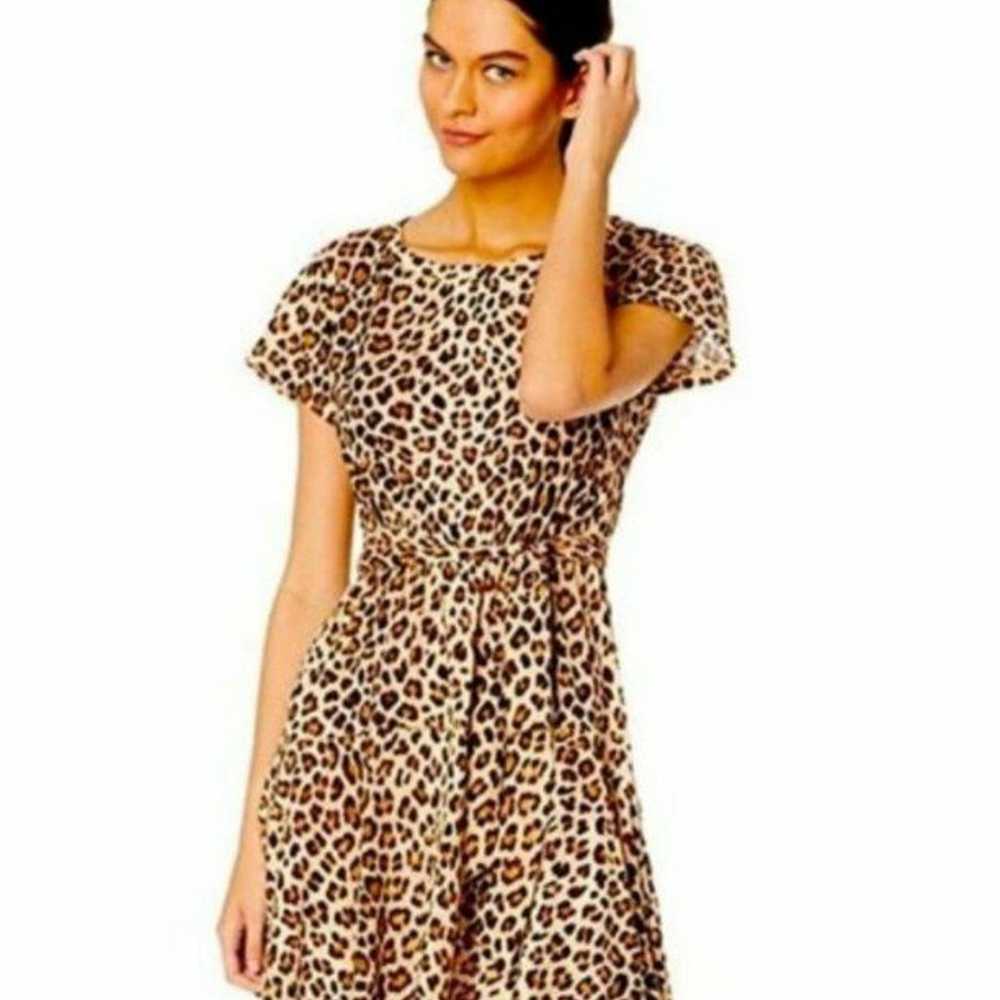 Rebecca Taylor Leopard Print Short Sleeve Dress W… - image 1