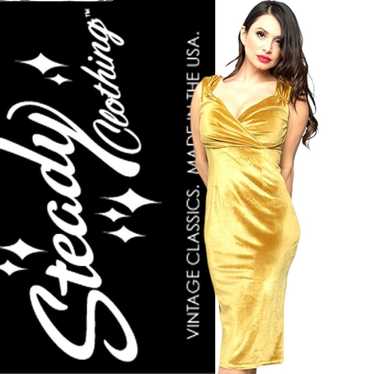 STEADY CLOTHING gold velvet diva wiggle dress - image 1