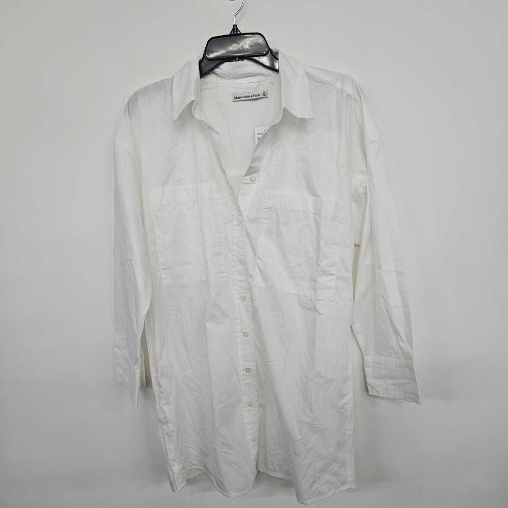 ABERCROMBIE & FITCH White Long Sleeve Collar Butt… - image 1