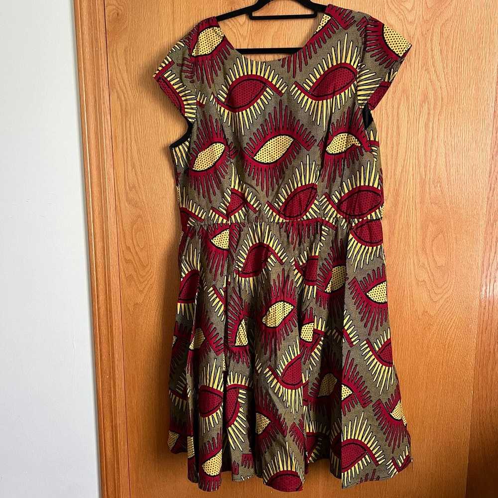 Diyanu size 3XL eyelash print fit and flare dress - image 2