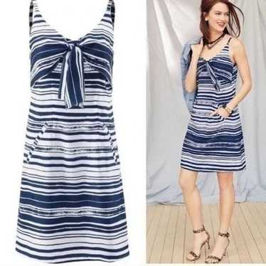 CABI Blue White Knotted Striped Tank Dress XS #526