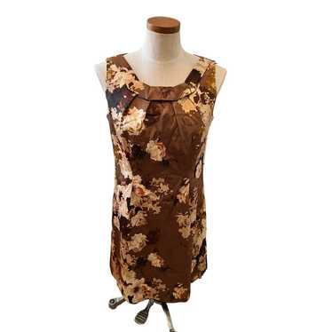 Talbots bronze floral sleeveless sheath dress 8P