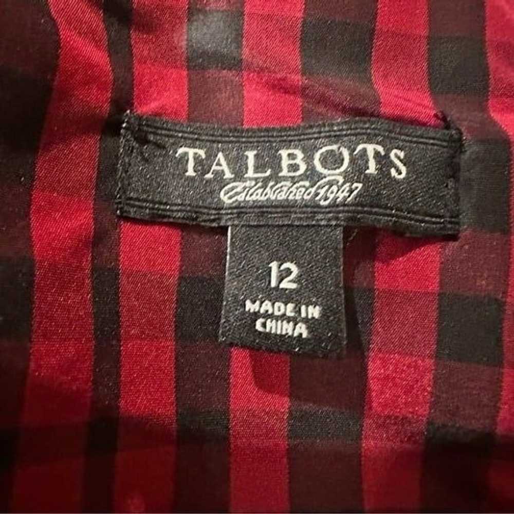 Talbots Red and Black Silk Plaid Dress Size 12 - image 11