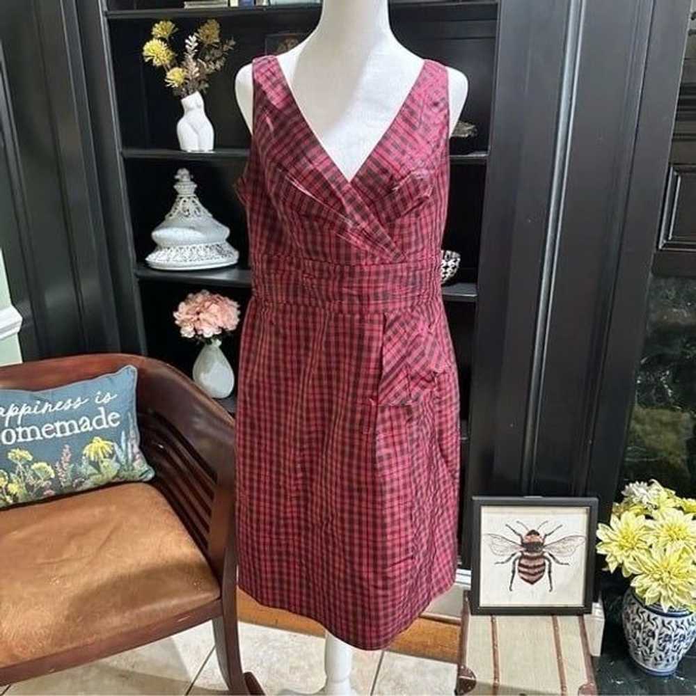 Talbots Red and Black Silk Plaid Dress Size 12 - image 1