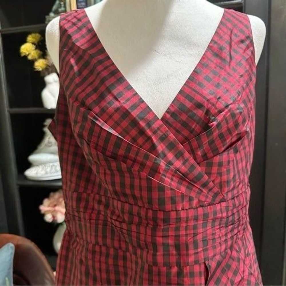 Talbots Red and Black Silk Plaid Dress Size 12 - image 3