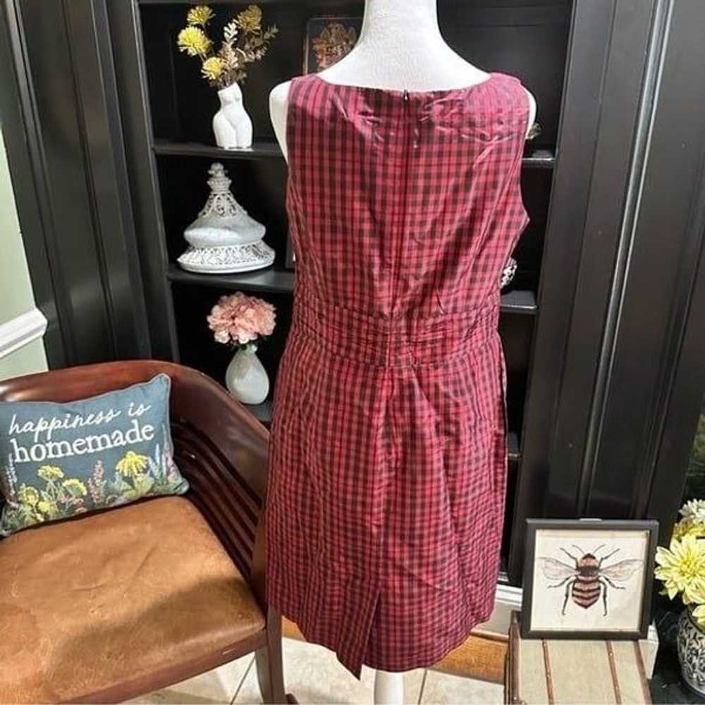 Talbots Red and Black Silk Plaid Dress Size 12 - image 8