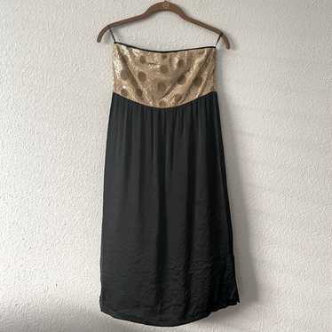 Gold & Black Sequin Strapless Dress NWOT