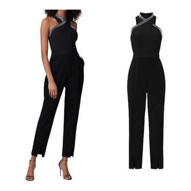 Black Cross Neck Halter Formal Jumpsuit size XL - image 1