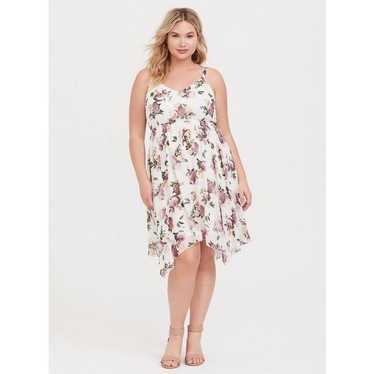 Torrid Floral Print Asymmetrical Hem Dress Size 2… - image 1