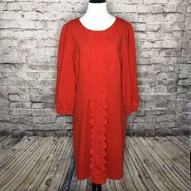 Boden Red Scallop Lace Shift Dress