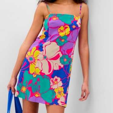 GAP Gao Linen Blend Mini Dress, Bright Multicolor 
