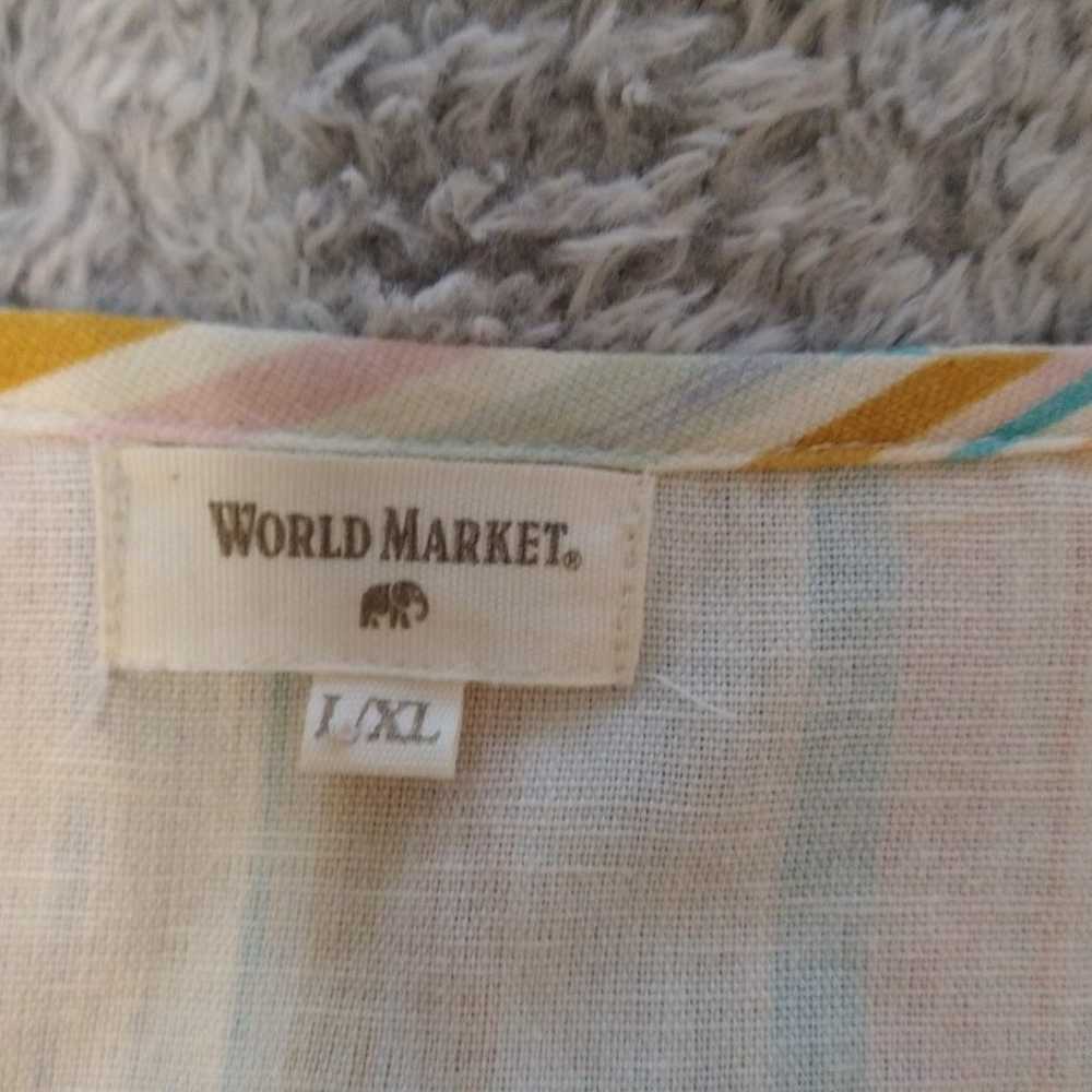 World market L/XL linen beachy summer beige wide … - image 10