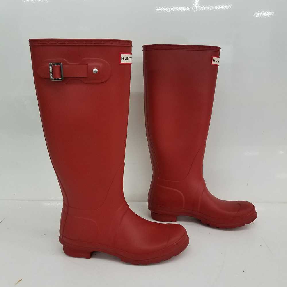 Hunter Tall Red Rain Boots Size 7 - image 2