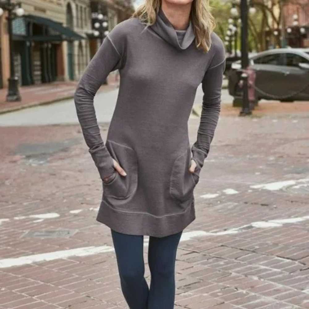 Athleta Gray Eco Wash Long Sleeve Sweater Dress w… - image 1