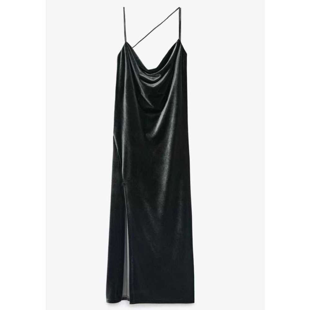ZARA Gray Velour Velvet Sheath Midi Dress SZ S - image 2
