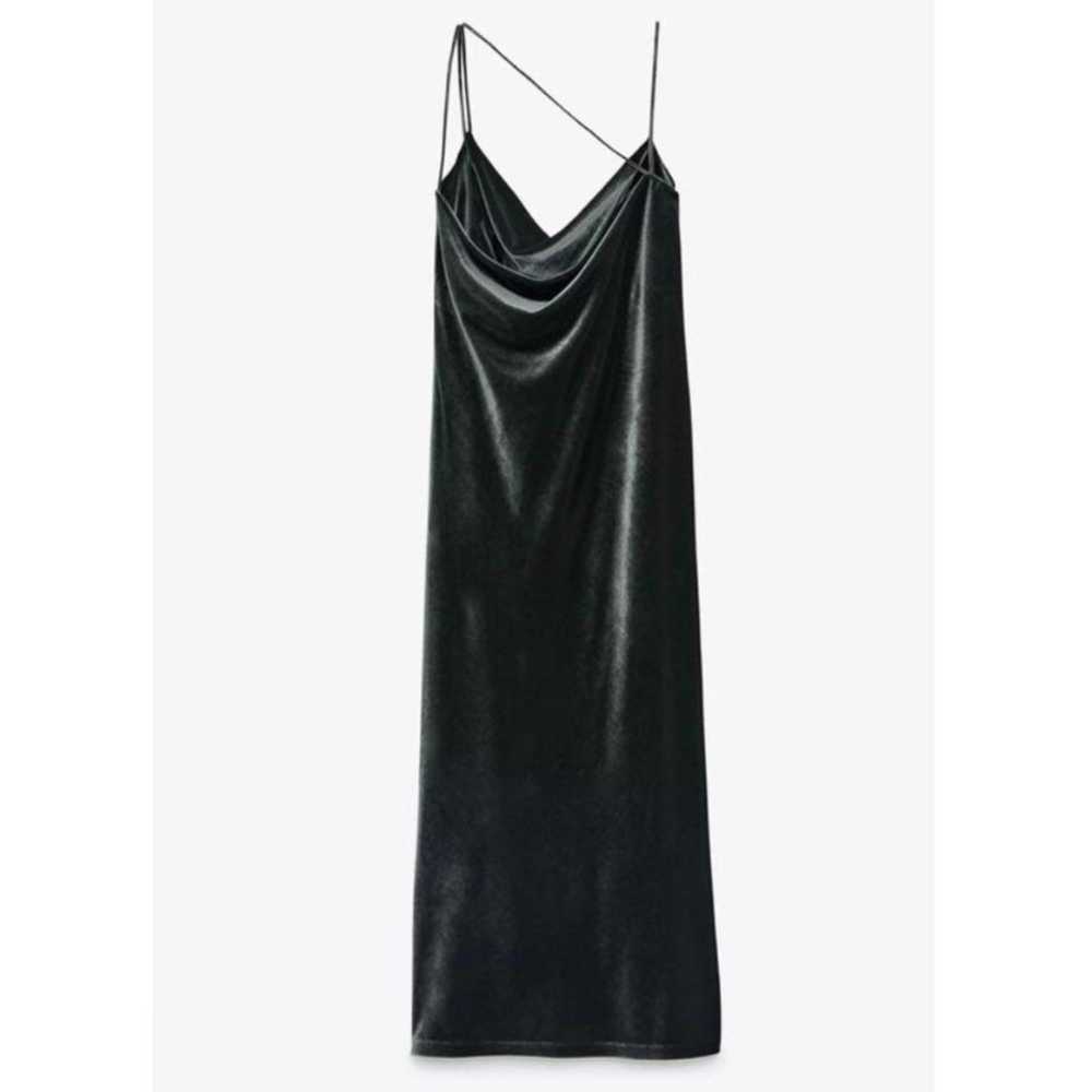 ZARA Gray Velour Velvet Sheath Midi Dress SZ S - image 4