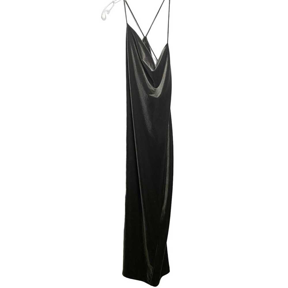 ZARA Gray Velour Velvet Sheath Midi Dress SZ S - image 5
