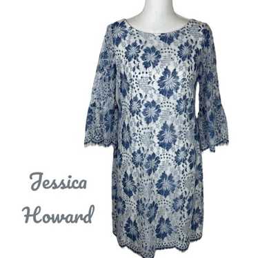 Jessica Howard Sheer Embroidered Floral Lace Dress