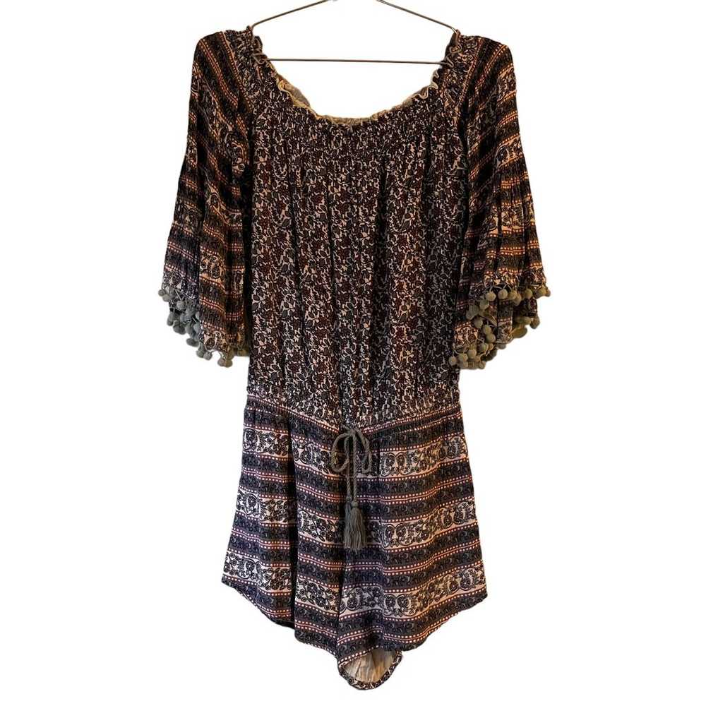 Anthropologie Raga Purple Mixed Print Off Shoulde… - image 3