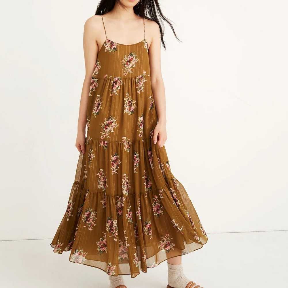 Madewell Cami Tier Midi Dress in Metallic Classic… - image 1