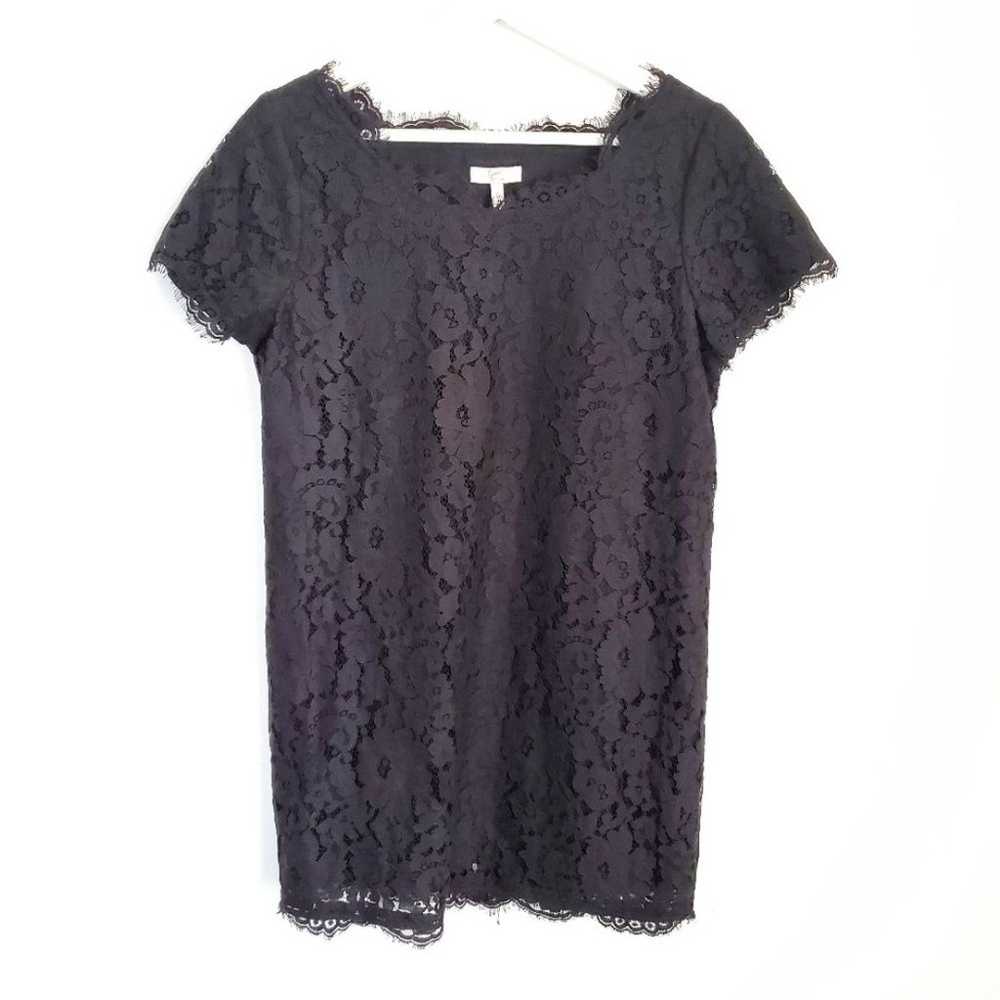 Joie Black Lace Mini Shift Dress Size S - image 1