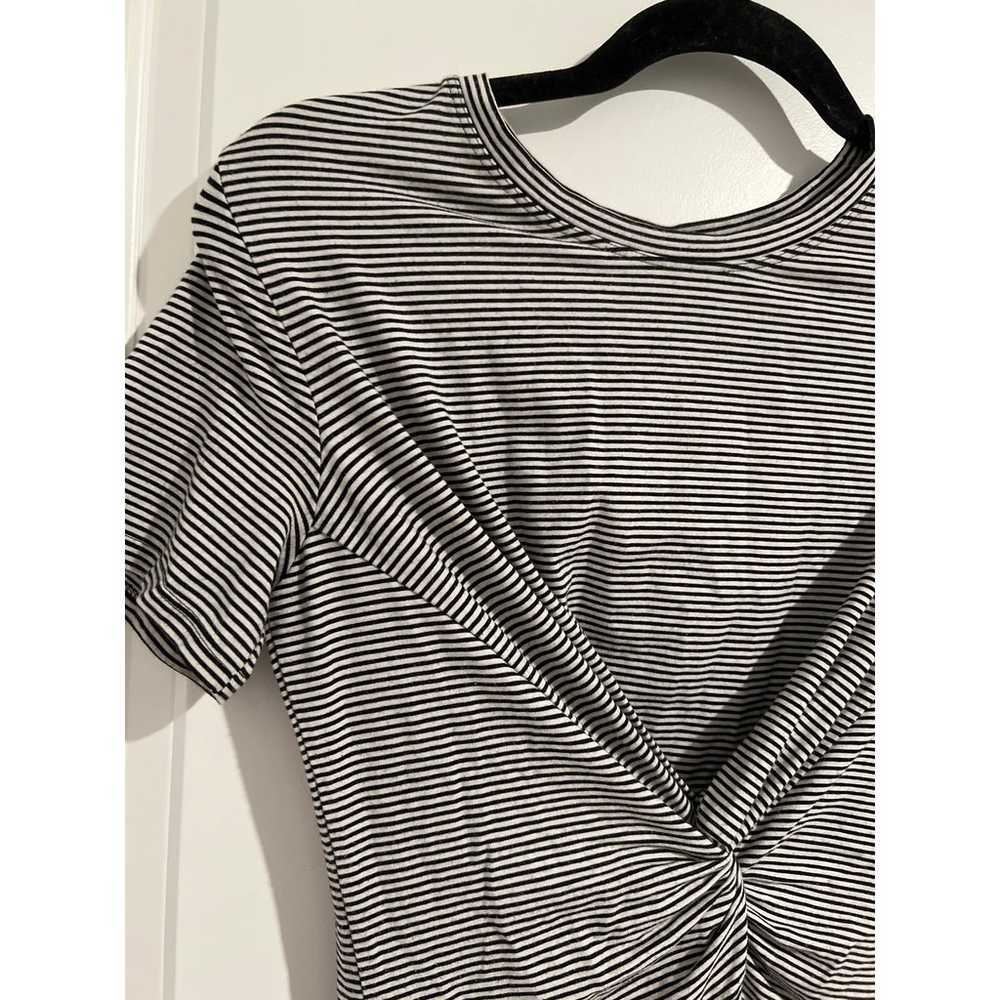 Theory Striped Short Sleeve Twist Front Mini T-Sh… - image 3