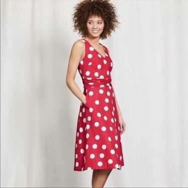 BODEN “Lois” Polka Dot Linen Blend Dress Size 6R - image 1