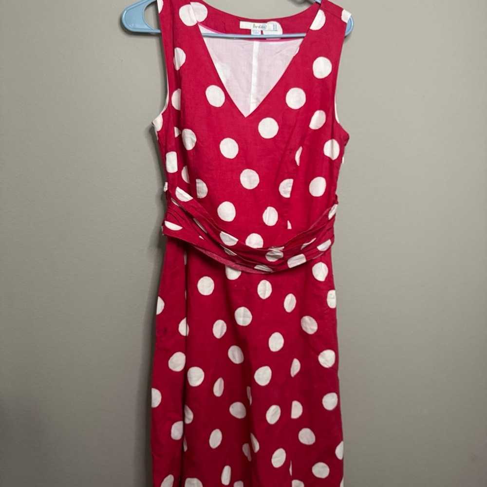 BODEN “Lois” Polka Dot Linen Blend Dress Size 6R - image 2