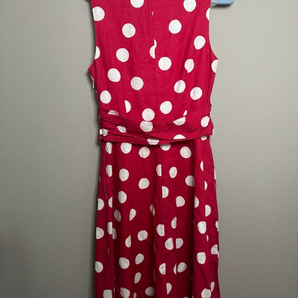 BODEN “Lois” Polka Dot Linen Blend Dress Size 6R - image 3