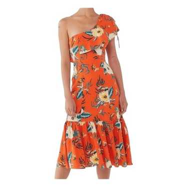 Urban Outfitters Dress Orange Floral Carmen Linen… - image 1