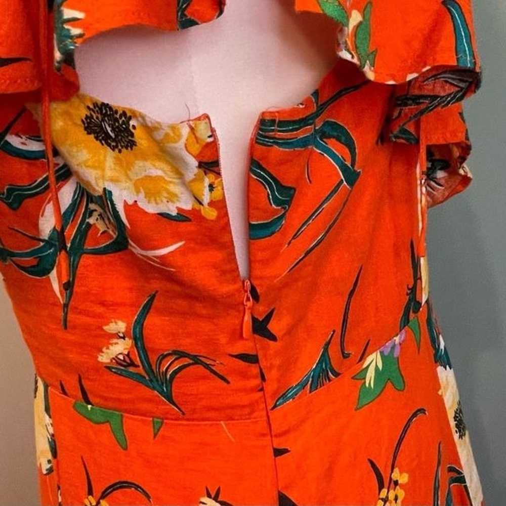 Urban Outfitters Dress Orange Floral Carmen Linen… - image 6