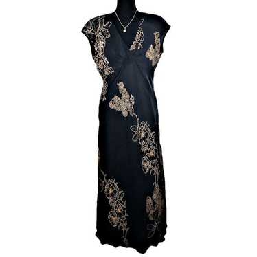 Jones New York Dress Sleeveless Black Floral Shee… - image 1