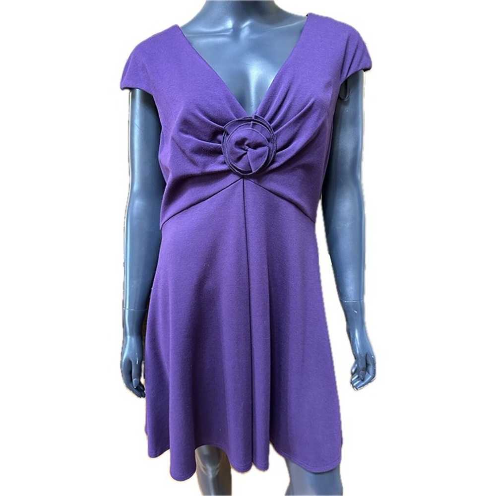 Badgley Mischka Purple Dress Size 10 Flower Appli… - image 1